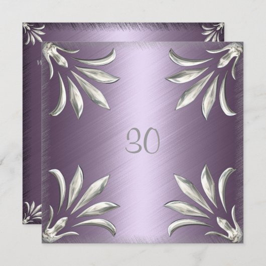 招待状誕生日ムーヴシルバーフローラ 招待状 (正面/裏面)