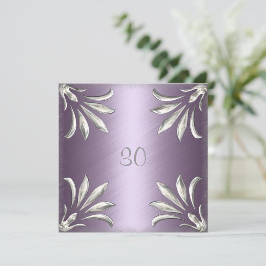 招待状誕生日ムーヴシルバーフローラ 招待状 (スタンド正面)