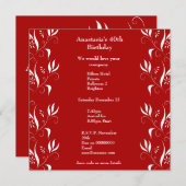 招待状誕生日レッドとホワイトフローラ 招待状 (正面/裏面)