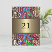 招待状誕生日抽象芸術カラーズフェイクシルク 招待状 (スタンド正面)