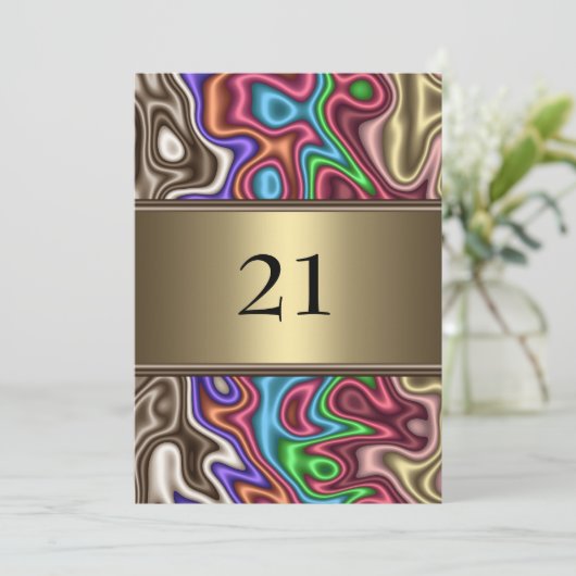 招待状誕生日抽象芸術カラーズフェイクシルク 招待状 (スタンド正面)