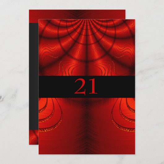 招待状誕生日抽象芸術赤布 招待状 (正面/裏面)