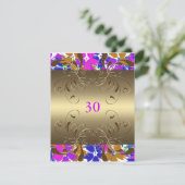 招待状誕生日金ゴールドフローラグラム 招待状 (スタンド正面)