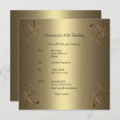 招待状誕生日金ゴールドフローラ2 招待状 (正面/裏面)