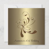 招待状誕生日金ゴールドフローラ2 招待状 (裏面)