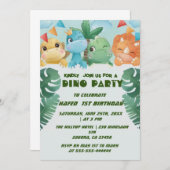 招待状誕生日1stパーソナライズされた恐竜 招待状 (正面/裏面)