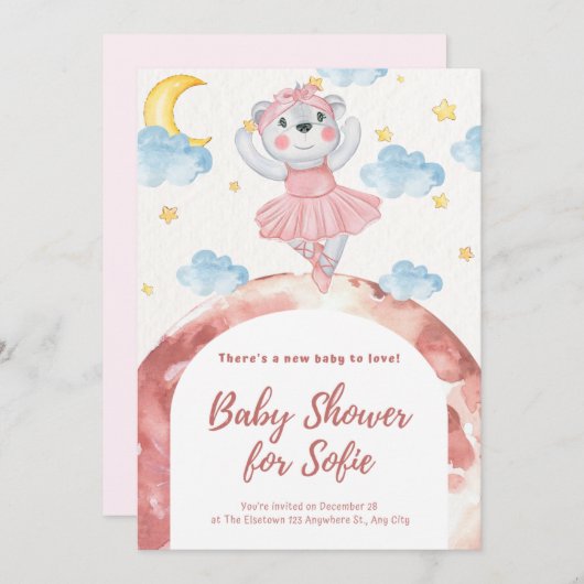 招待状赤ちゃんシャワーかわいい動物 シーズンカード (正面/裏面)