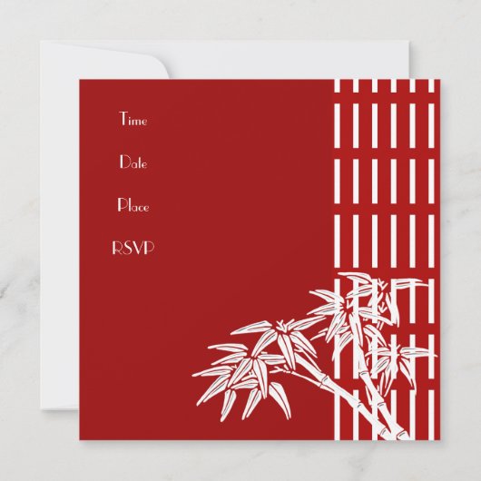 招待状赤白アジア竹 招待状 (裏面)