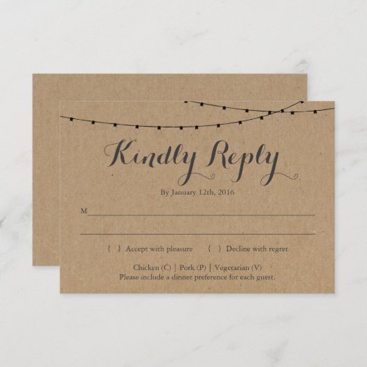 招待状返信カードの挿入 | クラッ素朴ト 招待状 (正面/裏面)