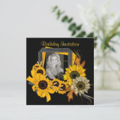 招待状追加ひまわり黄色い花枠 招待状 (スタンド正面)