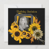 招待状追加ひまわり黄色い花枠 招待状 (正面)