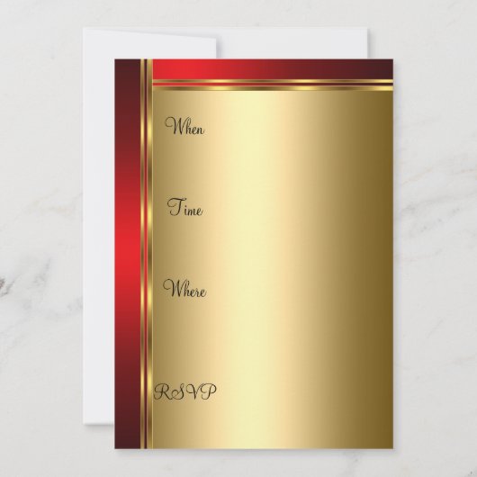 招待状金ゴールドと赤い誕生日パーティー 招待状 (裏面)