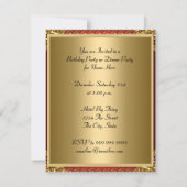 招待状金ゴールドと赤アールデコ 招待状 (裏面)