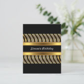 招待状金ゴールドグレーブラックメタルバースデーパーティー 招待状 (スタンド正面)