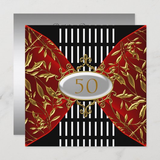 招待状金ゴールドブラック誕生日記念日 招待状 (正面/裏面)