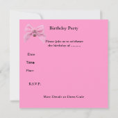 招待状10誕生日スポットピンクマウブブルーボウ 招待状 (裏面)