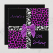 招待状1310代の誕生日野生紫動物2 招待状 (正面/裏面)