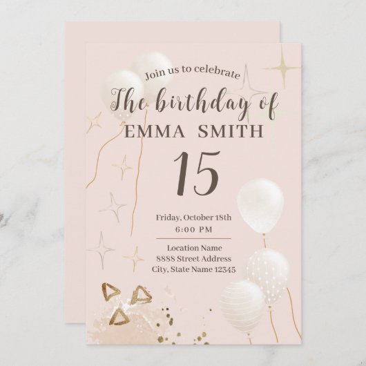 招待状15歳 招待状 (正面/裏面)