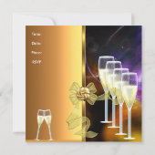 招待状21歳の誕生日パーティー紫エレガントの金ゴールド 招待状 (裏面)