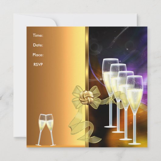 招待状21歳の誕生日パーティー紫エレガントの金ゴールド 招待状 (裏面)