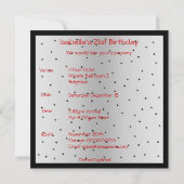 招待状21歳の誕生日赤いハートオンブラック&ホワイト 招待状 (裏面)