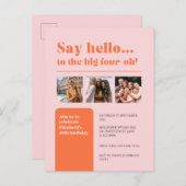 招待状3枚、40歳の誕生日レトロ ポストカード (正面/裏面)