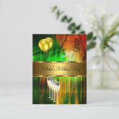 招待状30th誕生日パーティーグリーンイエローバルーン 招待状 (スタンド正面)