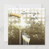 招待状30th誕生日パーティーベジエレガントュー金ゴールド 招待状 (正面)