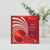 招待状30th誕生日パーティーレッドホワイト抽象芸術 招待状 (スタンド正面)