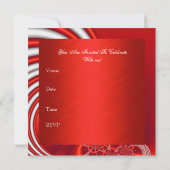 招待状30th誕生日パーティーレッドホワイト抽象芸術 招待状 (裏面)