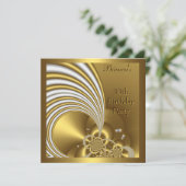 招待状30th誕生日パーティー金ゴールド白抽象芸術 招待状 (スタンド正面)