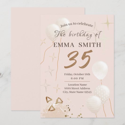 招待状35歳 招待状 (正面/裏面)