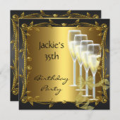 招待状35thバースデーパーティーエレガントク金ゴールド 招待状 (正面/裏面)