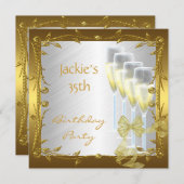 招待状35thバースデーパーティーエレガントホワイト金ゴールド 招待状 (正面/裏面)