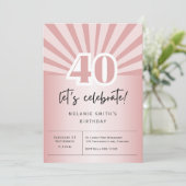 招待状40歳の誕生日パーティー、レトロなバラ金ゴールド 招待状 (スタンド正面)