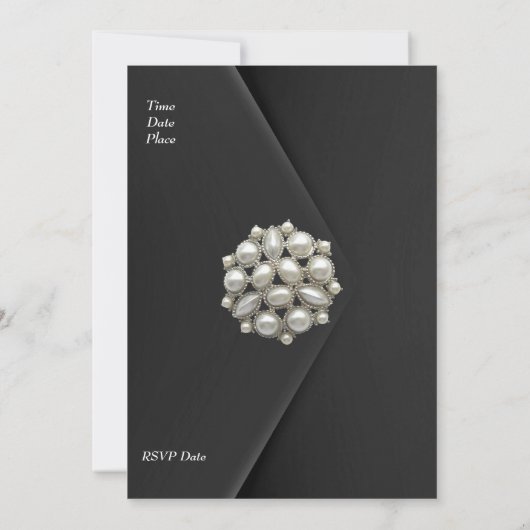 招待状40thエレガントブラックベルベットパールジュエル 招待状 (裏面)