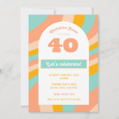 招待状40thバースデーパーティーパステルレトロシック 招待状 (正面)