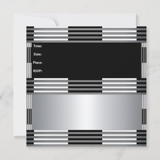 招待状40th誕生日パーティーアールデコブラックシルブ 招待状 (裏面)