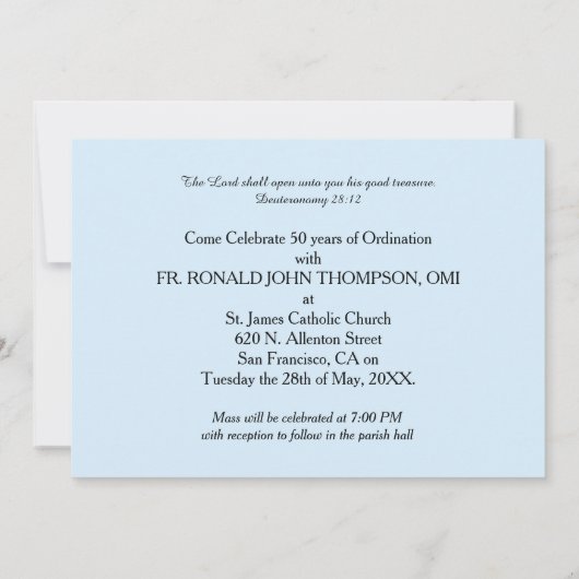 招待状50周年記念司祭Orn 招待状 (裏面)