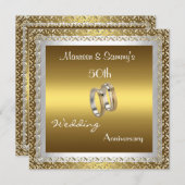 招待状50周年記念結婚金ゴールドエレガント 招待状 (正面/裏面)