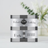 招待状50誕生日アールデコブラッククローム 招待状 (スタンド正面)