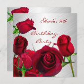 招待状50thバースデーパーティレッドローゼホワイト 招待状 (正面/裏面)