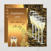 招待状50thバースデーパーティーエレガントルド金ゴールド 招待状 (正面/裏面)