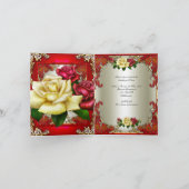 招待状50thバースデーパーティードレッド金ゴールドバラクリーム 招待状 (内部)