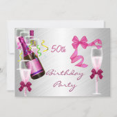 招待状50thバースデーパーティーパーティーピンク 招待状 (正面)