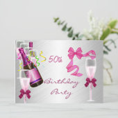 招待状50thバースデーパーティーパーティーピンク 招待状 (スタンド正面)