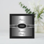招待状50thバースデーパーティーブラックシルバー 招待状 (スタンド正面)