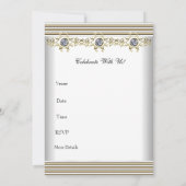 招待状50thバースデーパーティーホワイトシルバー金ゴールド 招待状 (裏面)