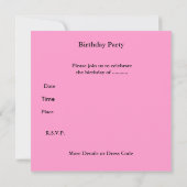 招待状6番目の誕生日ピンクハートボウガール 招待状 (裏面)