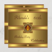 招待状60番目の誕生日金ゴールドオン金ゴールド 招待状 (正面/裏面)